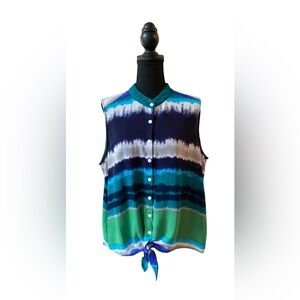 Roz & Ali: Women's Multicolor Button-Up Top with Bottom Tie